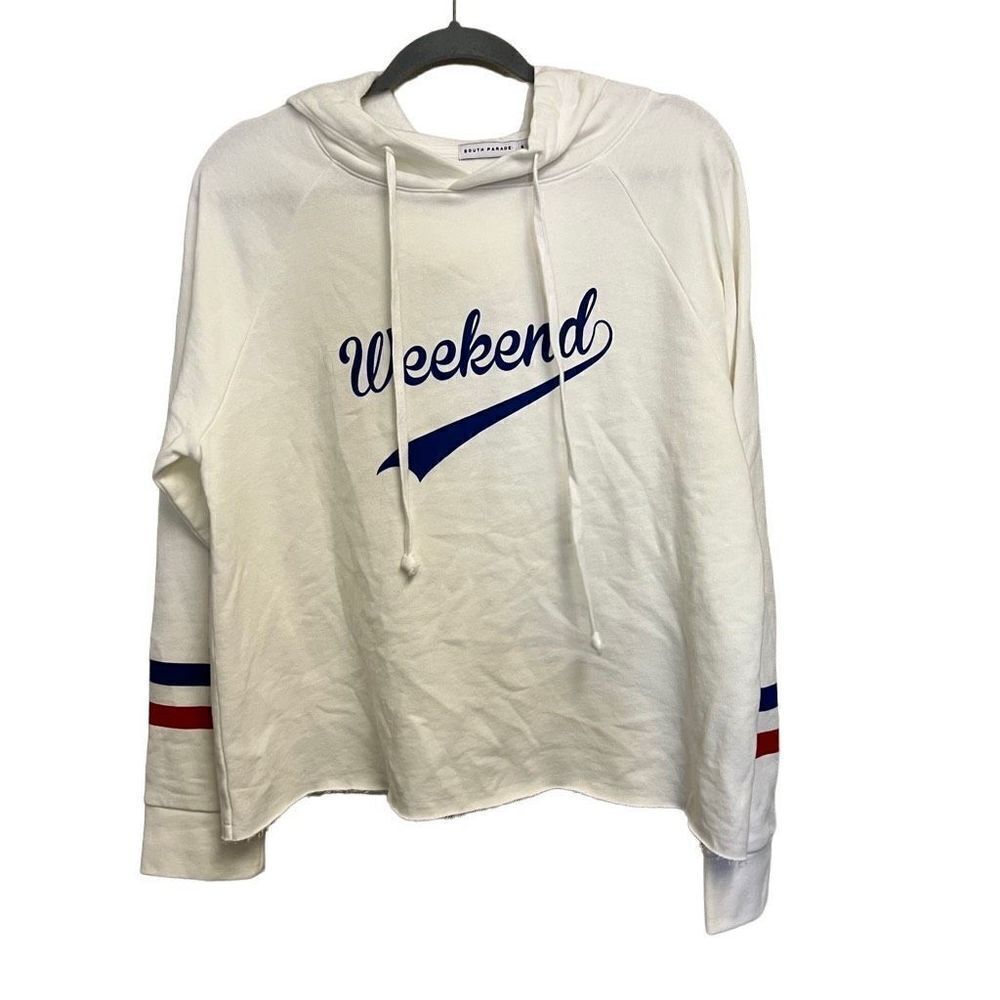 South parade white weekend print hoodie size small